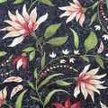 Floral Vines on Black Luxe Flannel Fabric image 0