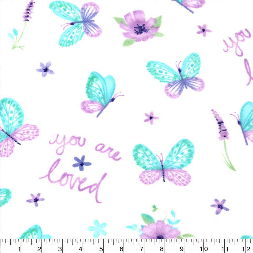 You Are Loved Butterfly Nursery Flannel Fabric image 1