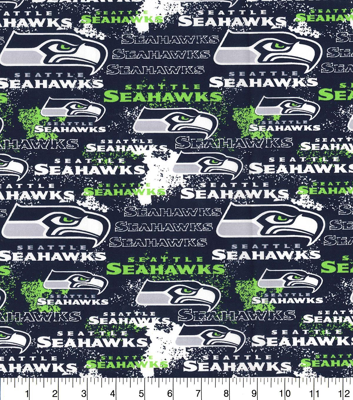 Seattle Seahawks Cotton Fabric Distressed image 0