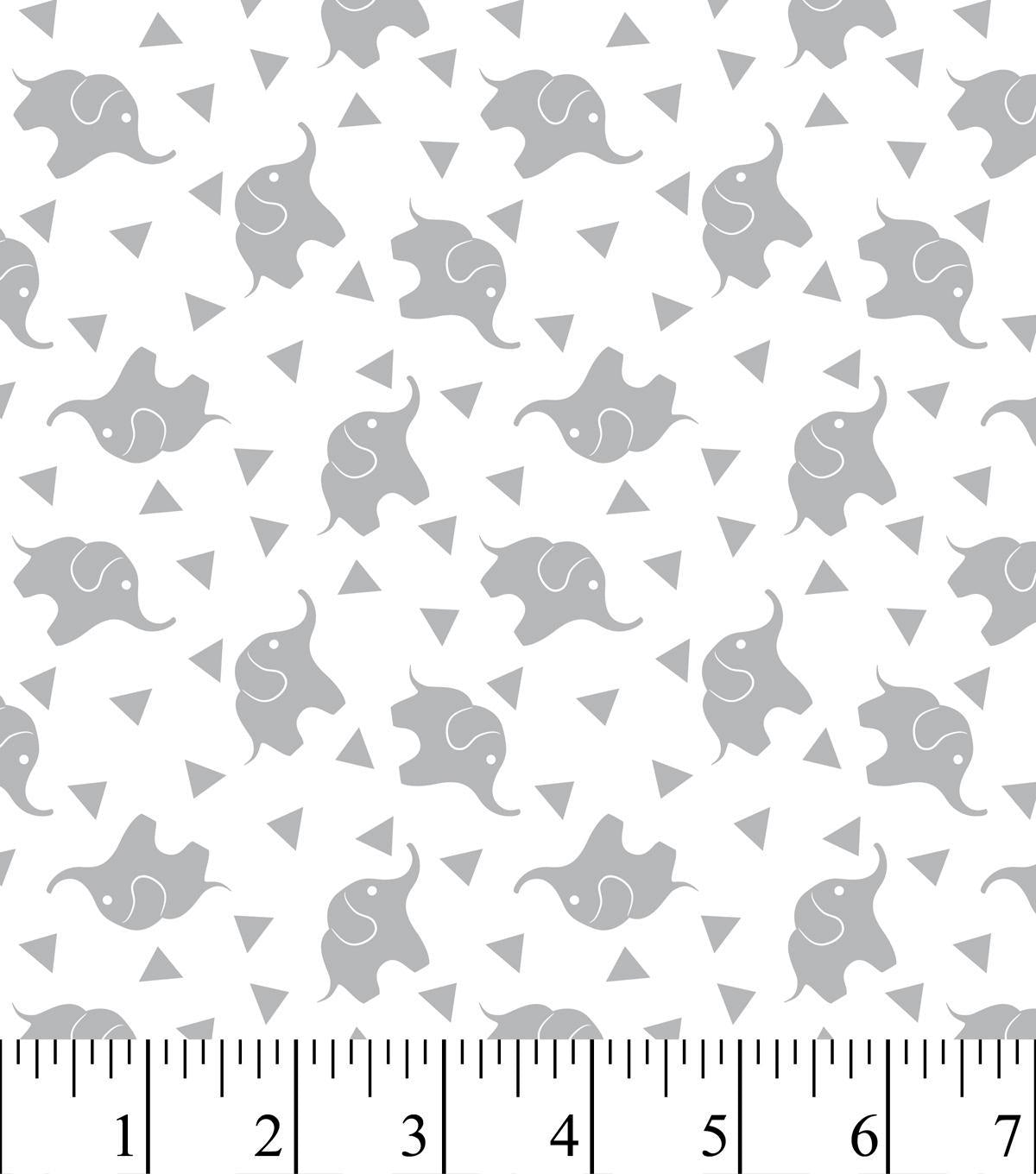 Nursery Fabric - Elephant Confetti Gray Flannel image 0