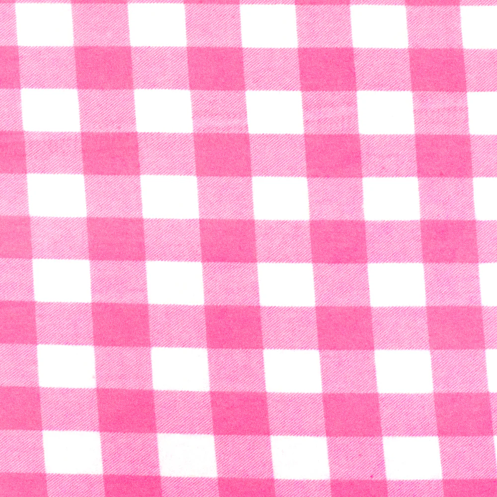 Pink-White Gingham Printed Stretch Polyester Jersey Knit Fabric image 0