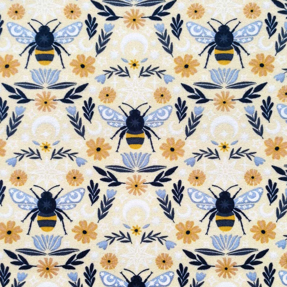 Celestial Bee on Cream Luxe Flannel Fabric image 0
