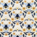 Celestial Bee on Cream Luxe Flannel Fabric image 0