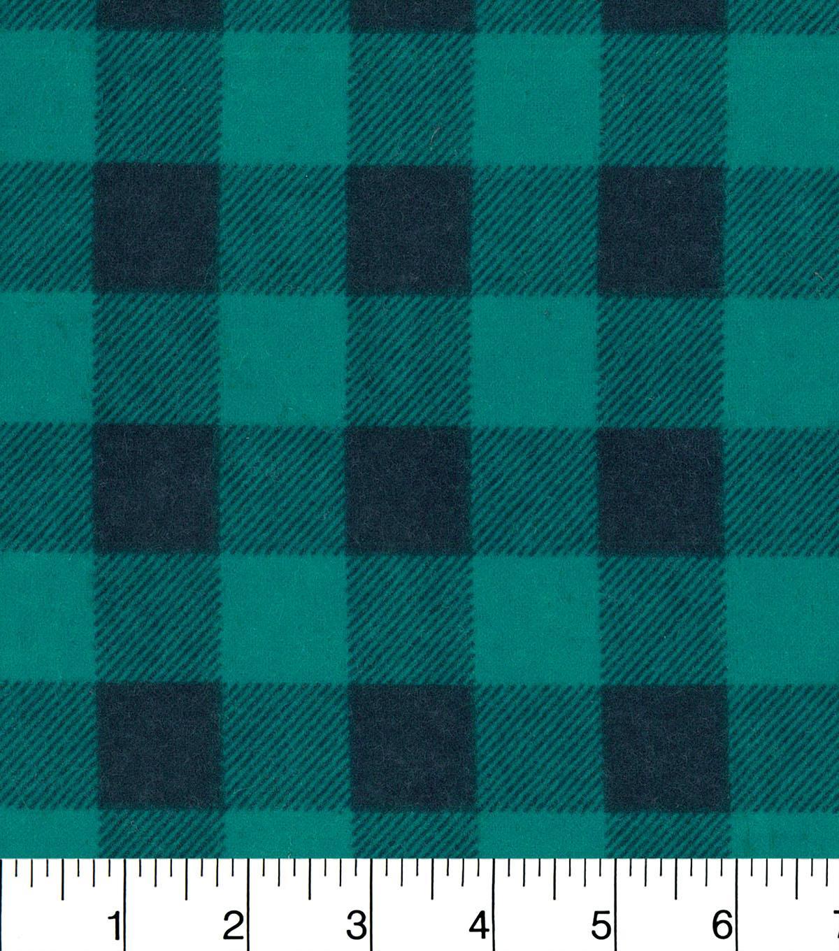 Snuggle Flannel Fabric-Teal Buffalo Check image 0