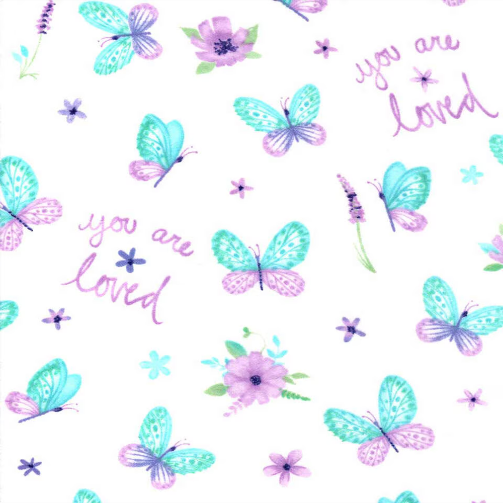 You Are Loved Butterfly Nursery Flannel Fabric image 0